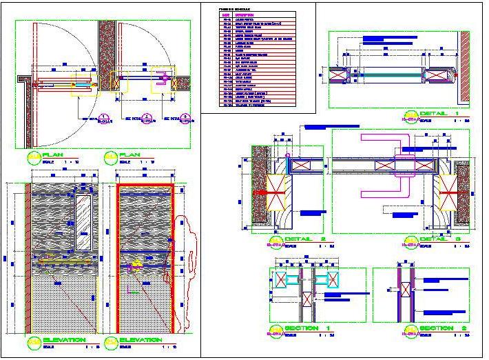 Pivot Door with Vision Panel and Flush Door- DWG Door Design